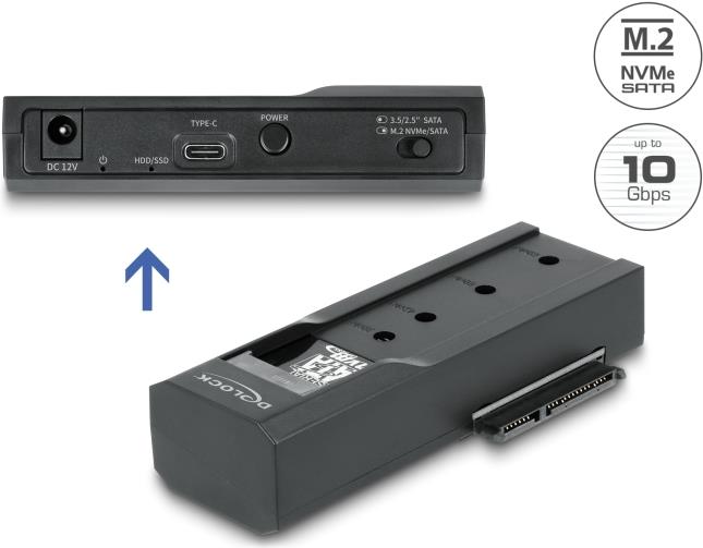 Delock USB Type-C Konverter für 1 x M.2 SSD oder 1 x SATA SSD / HDD (64253)