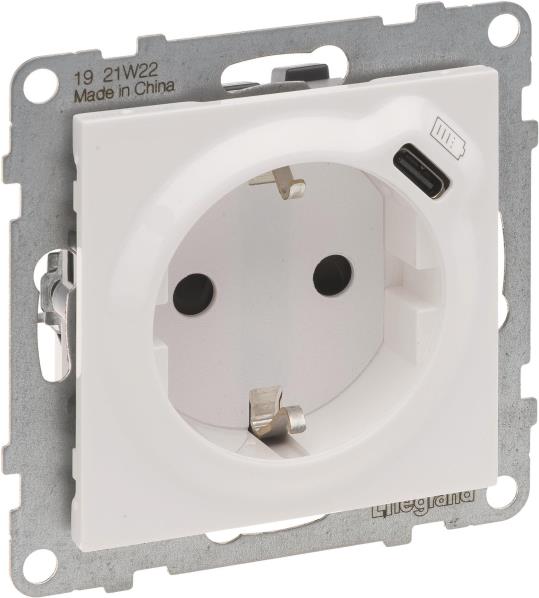 Legrand SEANO Schuko Socket - USB-C with Plug-in Terminals - Ultra White (765126)