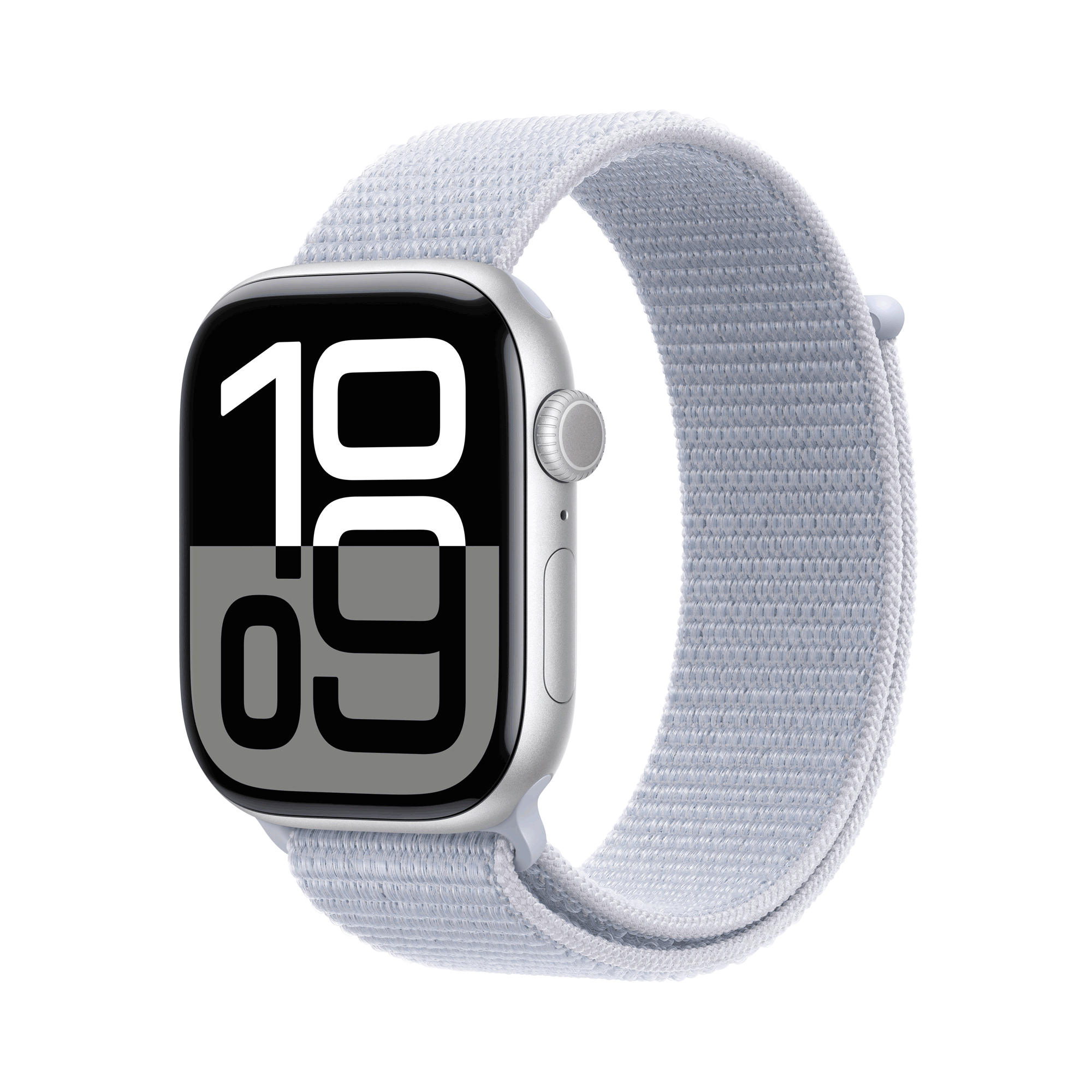 Apple Watch Series 10 GPS 46 mm Silver Aluminium Case with Blue Cloud Sport Band (MWWN3QF/A)