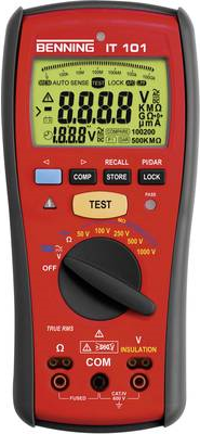 Benning Insulation Tester 20 GΩ 50 VDC/100 VDC/250 VDC/500 VDC/1000 VDC 600 VAC TRMS AC (BENNING IT 101)