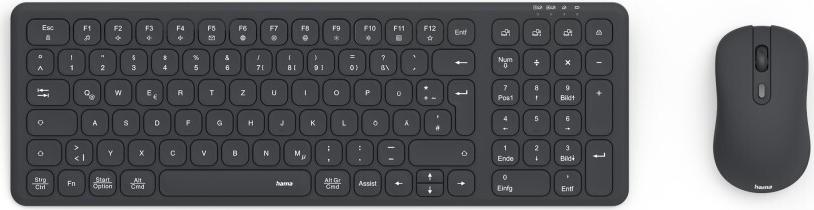 Hama Wireless Keyboard and Mouse Set WKM-300, Wireless, Bluetooth, Black, QWERTZ DE 00173006