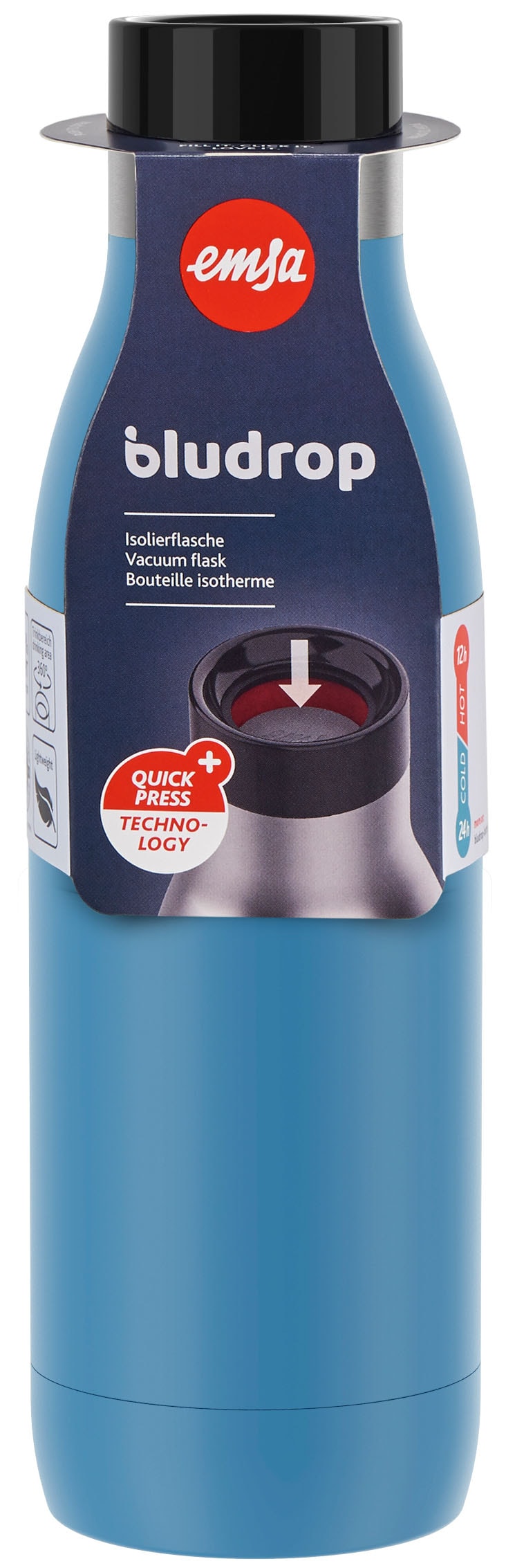 Emsa Bludrop Drinking Bottle 0.5 L, Basic Aqua Blue (N3110300)