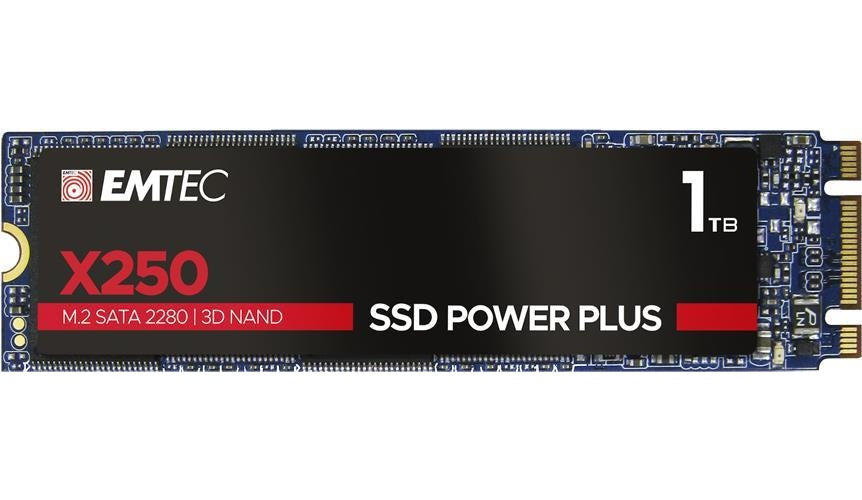 EMTEC SSD Power Plus X250 - SSD - 1TB - intern - M.2 2280 - SATA 6Gb/s (ECSSD1TX250) afbeelding 1