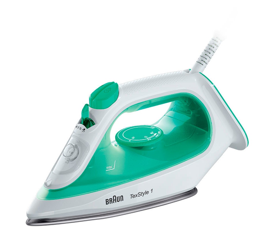 Braun TexStyle 1 SI 1040 GR Steam Iron, 2000W, Ceramic Soleplate, Green - White (SI1040GR)