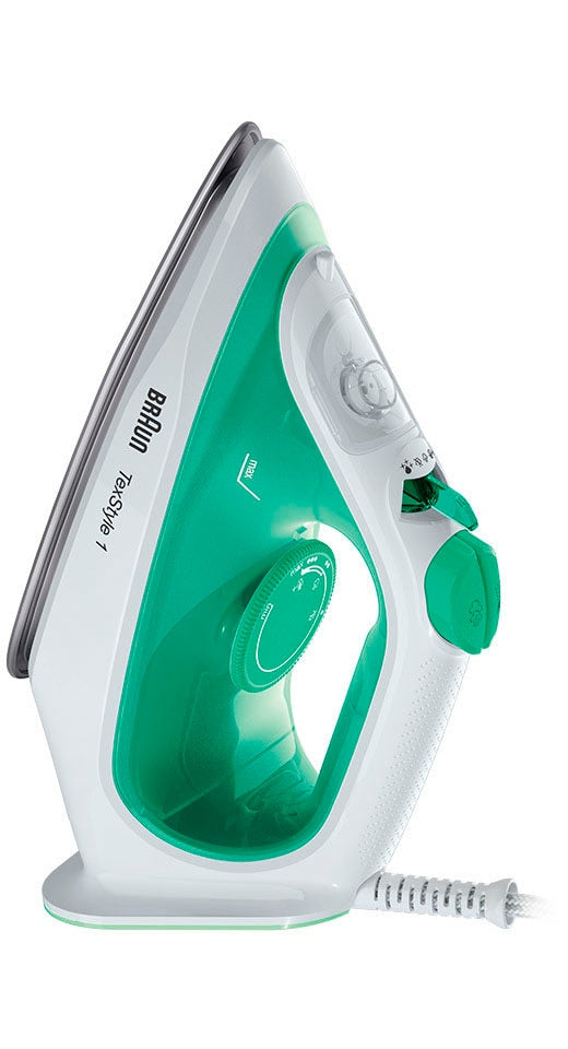 Braun TexStyle 1 SI 1040 GR Steam Iron, 2000W, Ceramic Soleplate, Green - White (SI1040GR)