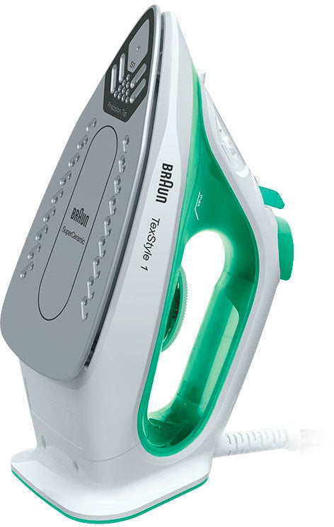 Braun TexStyle 1 SI 1040 GR Steam Iron, 2000W, Ceramic Soleplate, Green - White (SI1040GR)