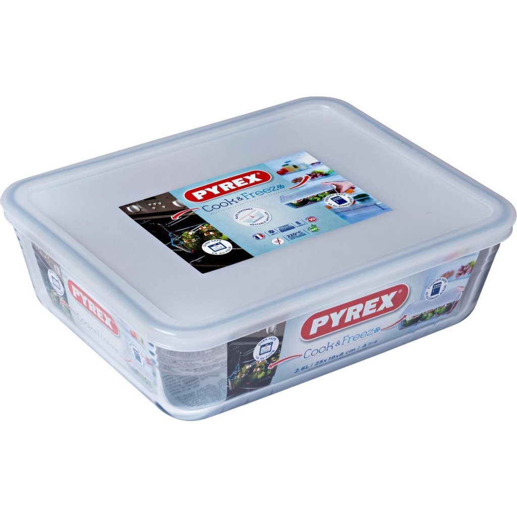 Pyrex Cook & Freeze Rectangular Oven Dish 2.6 L - Borosilicate Glass - 25 x 19 x 8 cm