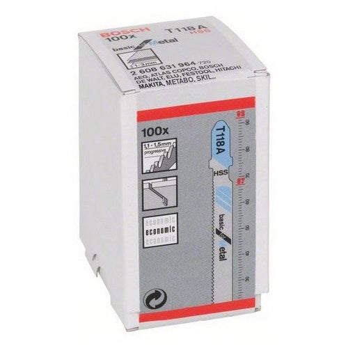 Bosch 2 608 631 964 jigsaw/scroll saw/reciprocating saw blade Jigsaw blade High-Speed Steel (HSS) 100 pc(s) afbeelding 2