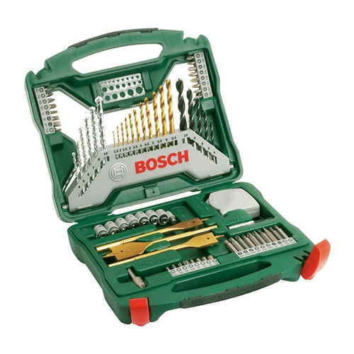 Bosch X-Line Titanium - Schraubendreher- und Bohreinsatzset - für Holz, Metall, Mauerwerk - 70 Stücke - torx, phillips, pozidriv, hex, slot - 5 mm, 6 mm, 7 mm, 8 mm, 9 mm, 10 mm, 4 mm - Länge: 50 mm, 25 mm afbeelding 1