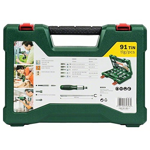 Bosch V-Line - Schraubendreher- und Bohrereinsätze - für Holz, Metall, Stein - Kegelsenker, Spiralbohrer - 91 Stücke - torx, phillips, pozidriv, hex, slot - Sechs-Punkt - 5 mm, 6 mm, 4 mm, 2 mm, 2,5 mm, 3 mm - Länge: 50 mm, 25 mm (2607017195) afbeelding 2