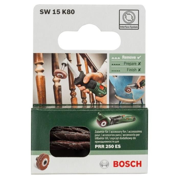 Cylindre abrasif Bosch - (Accesssoire pour Texoro, Grain 80, Largeur 15mm, Souple) afbeelding 2