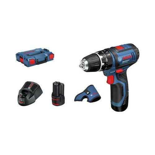 Bosch GSB 12V-15 Professional - Bohrhammer/Treiber - schnurlos - 2 Geschwindigkeiten - Bohrfutterschlüssel 10 mm - 30 N·m - 2 Akkus - 12 V (06019B690G) afbeelding 1