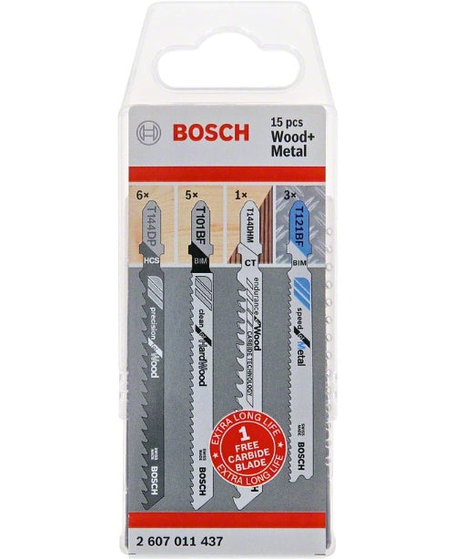 Bosch - Sägeblattset für Stichsäge - für Holz, Metall, Hartholz - 15 Stücke - T-Schaft - 3165140997751 - image 1