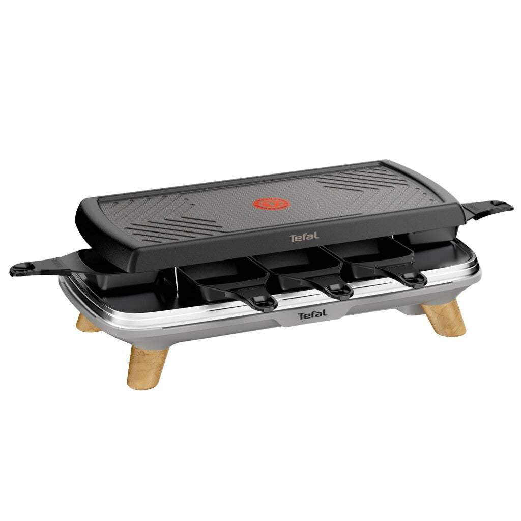 Tefal RE610D 3-in-1 8-Person Raclette Black/Stainless Steel/Wood