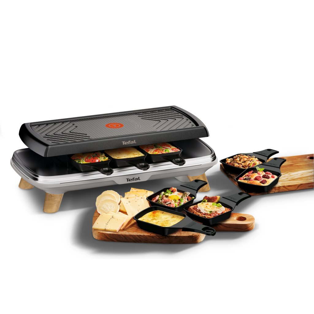 Tefal RE610D 3-in-1 8-Person Raclette Black/Stainless Steel/Wood