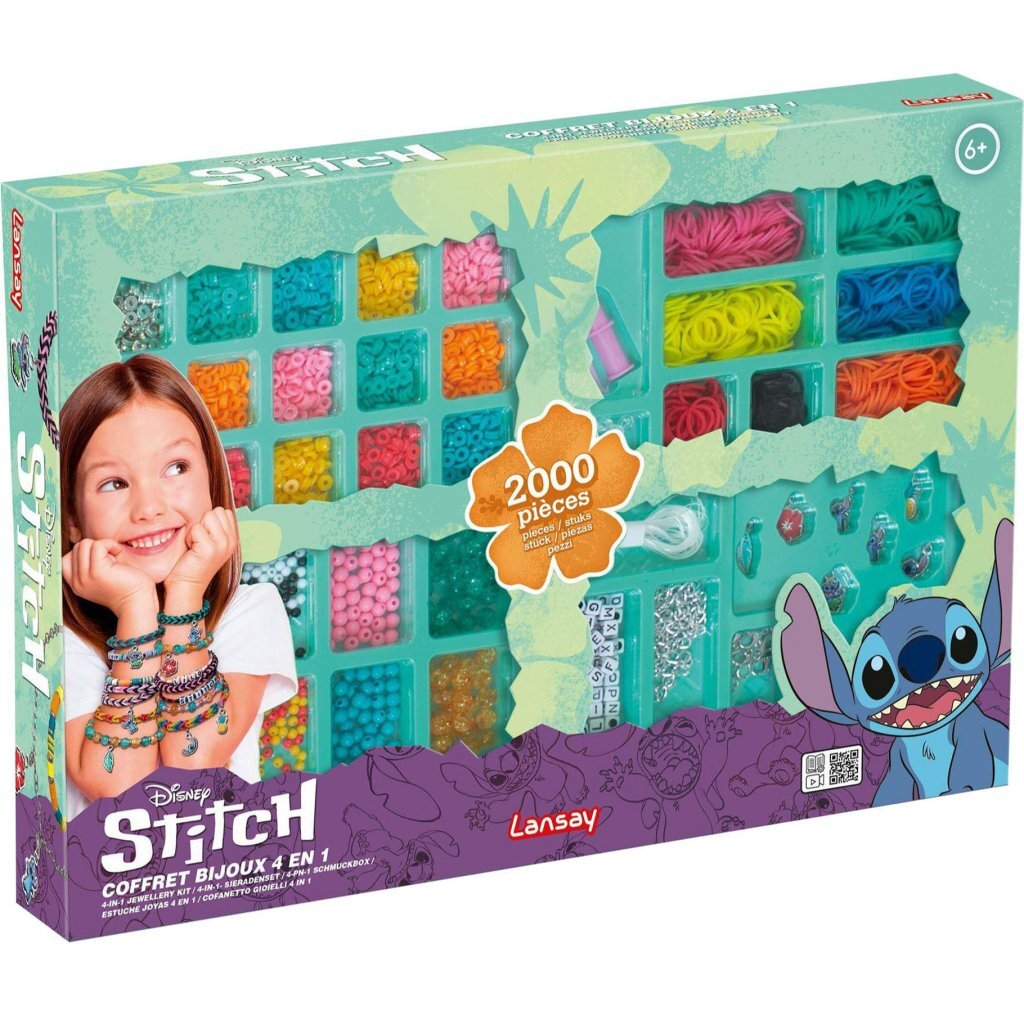 Disney Stitch 4-in-1 Jewelry Case - 2000 Beads for Bracelet Making