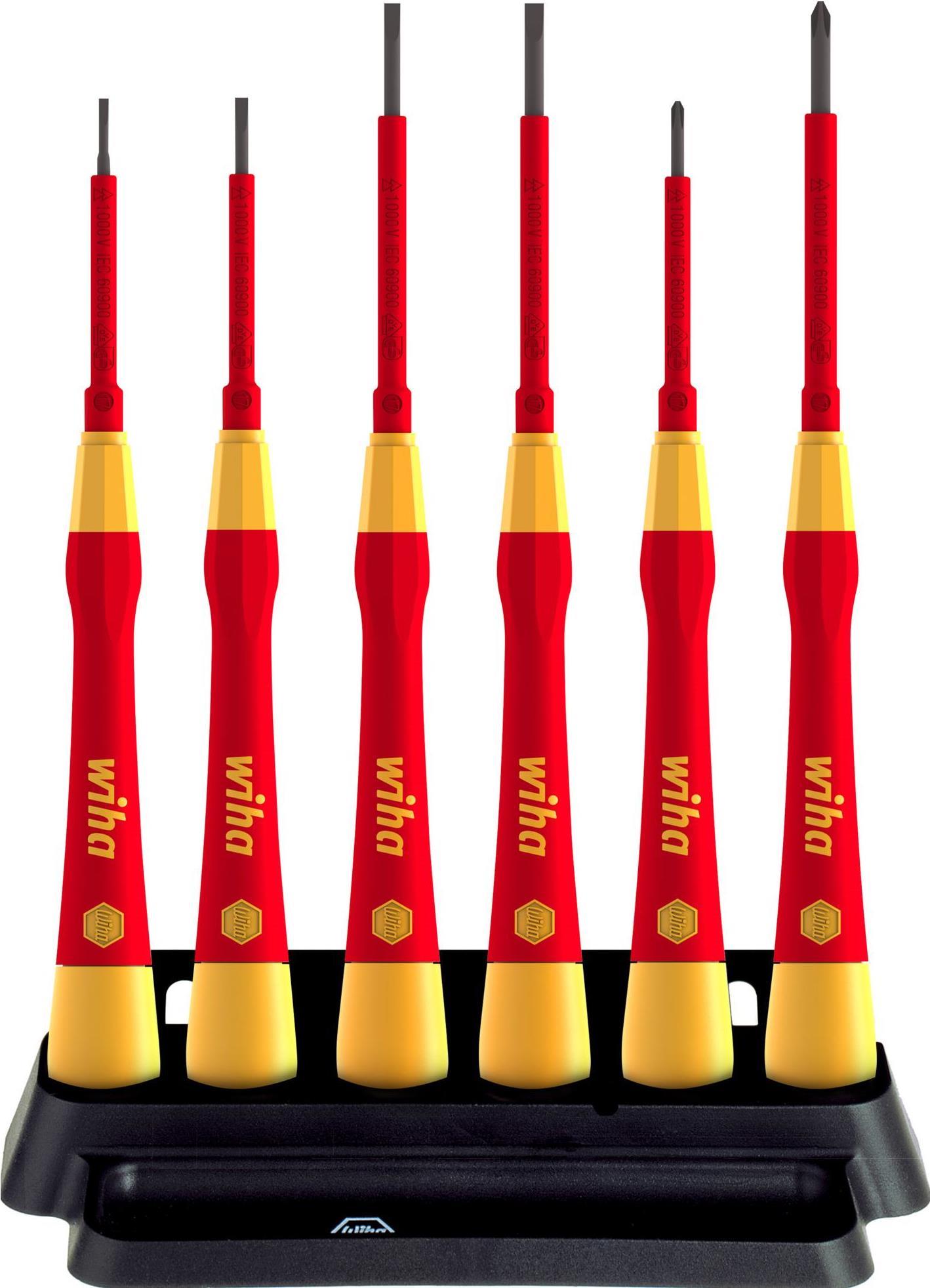 Wiha PicoFinish® VDE Screwdriver Set, 6-Piece, Precision, Phillips and Slotted
