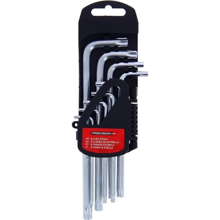 PRECISION STEEL Angled Star Wrench Set - 9 Pieces - T10 to T50