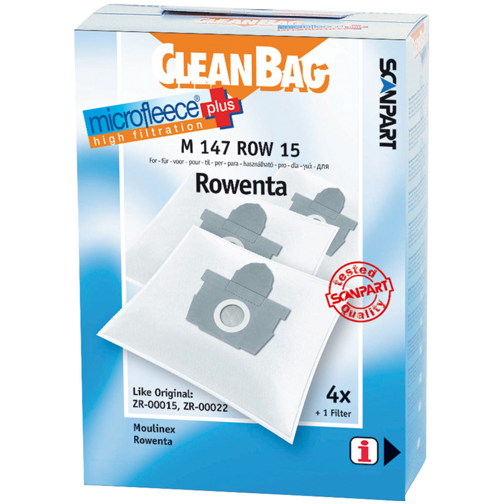 Scanpart Microfleece Dust Bag Rowenta Artec2 Zr0015 - Pack of 4 M147row15