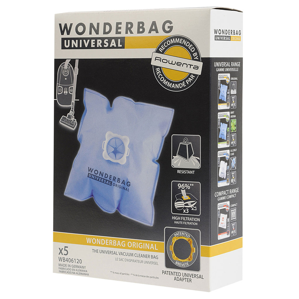 Rowenta Dust Bag Row.wonderbag Wb406120 - Universal Replacement Bag 6 L (Pack of 5)