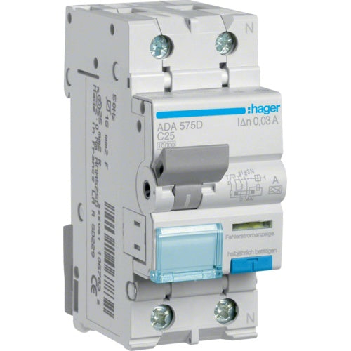 Hager FI/LS-Schalter 1P+N 10kA C-25A 30mA ADA575D (ADA575D) afbeelding 1