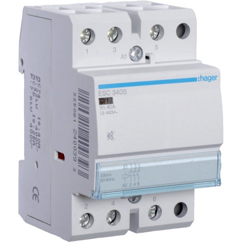 Hager Elektroinstallation. Kontakt Strombelastbarkeit: 40 A, Kabelquerschnitt: 4/16 mm², Temperaturbereich in Betrieb: -10 - 50 °C. AC Eingangsspannung: 230 V, AC Eingangsfrequenz: 50/60 Hz (ESC340S) afbeelding 1