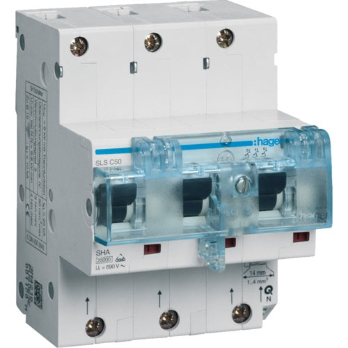 Hager SLS-Schalter 3P Cs-50A Hutschiene HTN350C (HTN350C) afbeelding 1