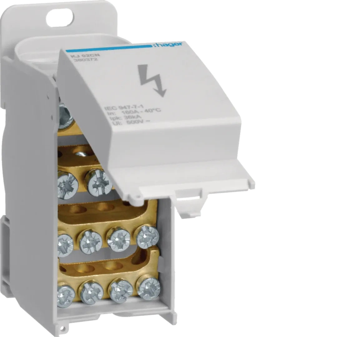 HAGER KJ02CN Verteilerblock 160A geschlossen,1polig (KJ02CN) - 3250613803728 - afbeelding 1