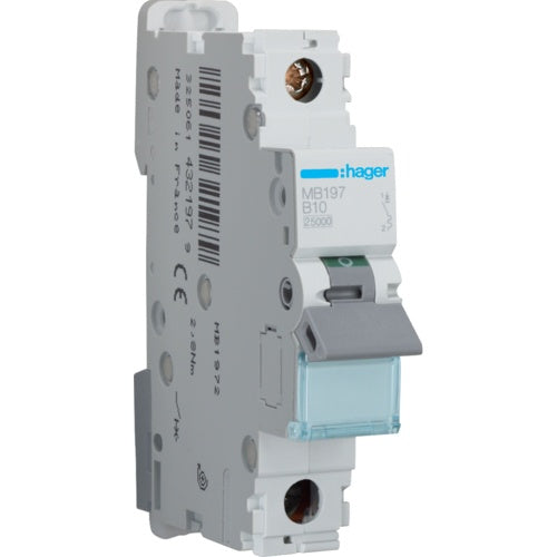 Hager MB197. Nennstrom: 10 A. Typ: B-type, Module Menge (max): 1 Modul(e) (MB197) - 3250614321979 - image 1