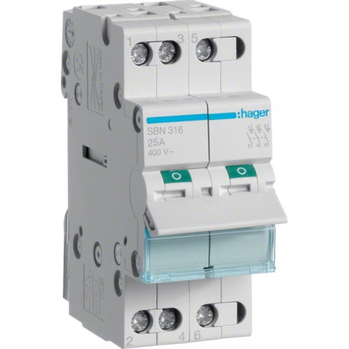 Hager SBN316. Nennstrom: 16 A, Spulenspannung (max): 440 V. Module Menge (max): 2 Modul(e), Internationale Schutzart (IP-Code): IP20. Breite: 35 mm, Höhe: 83 mm (SBN316) afbeelding 1