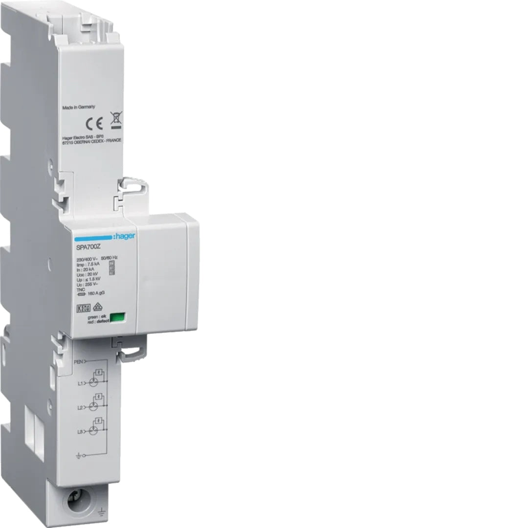 Hager SPA700Z Kombiableiter T1+T2+T3 3P Iimp 7,5kA TNC (SPA700Z) - 3250615514981 - afbeelding 1