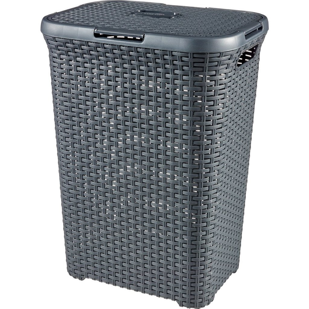 Curver Style Wicker-Look Laundry Basket 60 L Anthracite