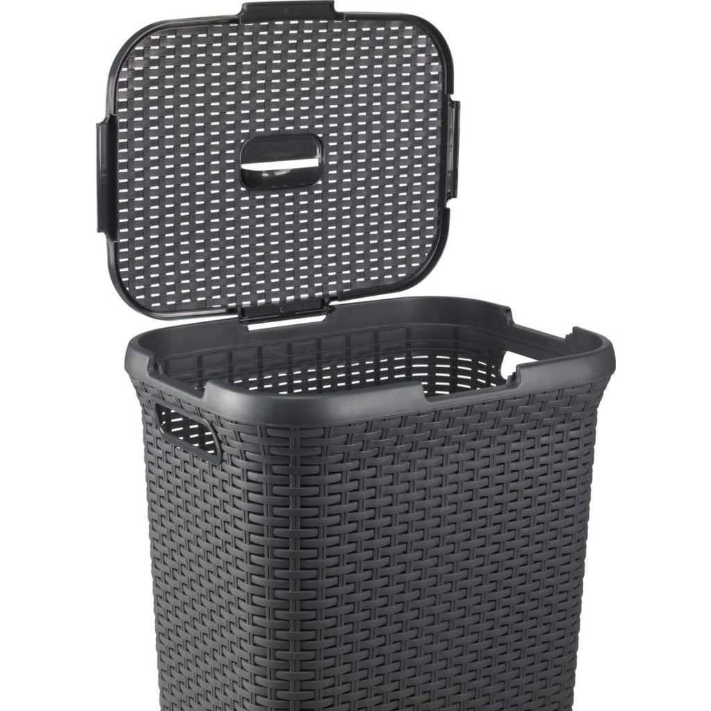 Curver Style Wicker-Look Laundry Basket 60 L Anthracite