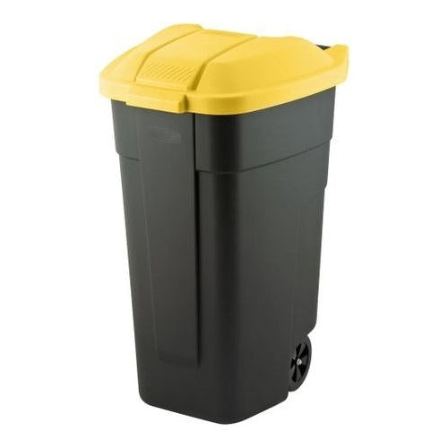 CURVER KOSZ NA ODPADY CZARNY 110L... /POKRYWA ŻÓŁTA afbeelding 1