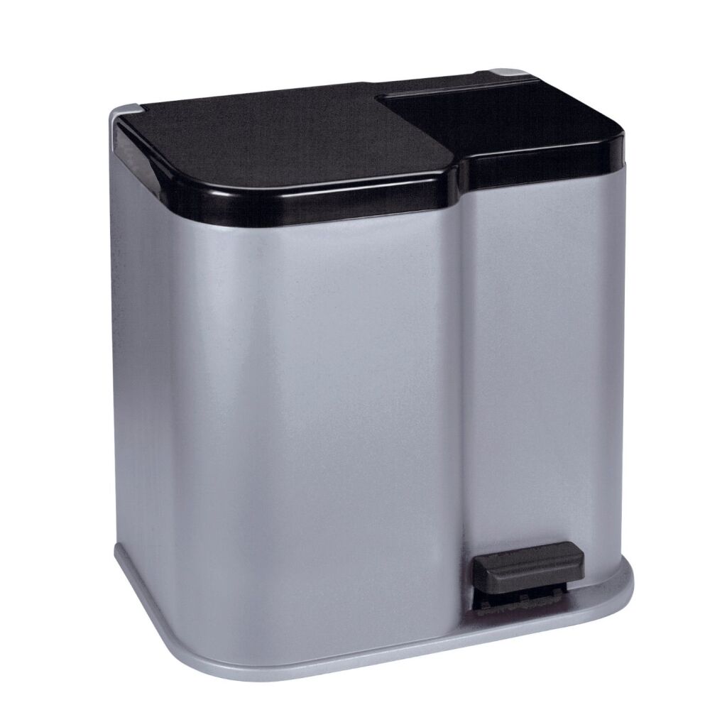 Curver Duo Pedal Bin 15 L+6 L Silver/Black 15L+6L