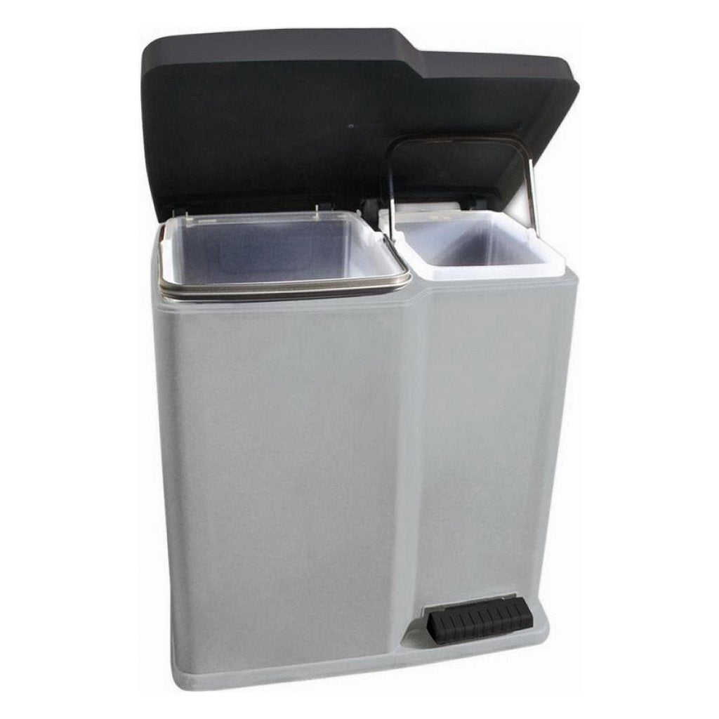 Curver Duo Pedal Bin 15 L+6 L Silver/Black 15L+6L