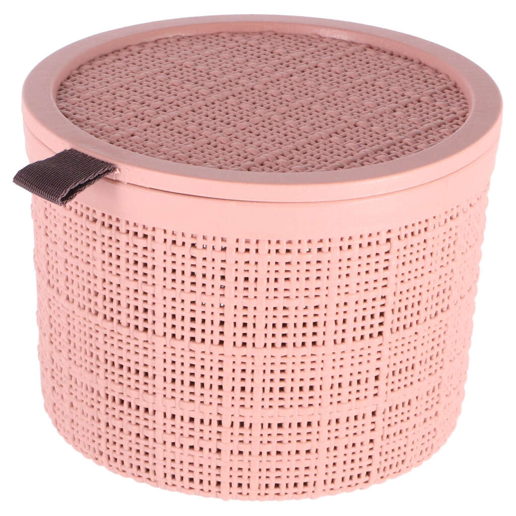 Curver Jute-Look Round Storage Basket 2 L Pink