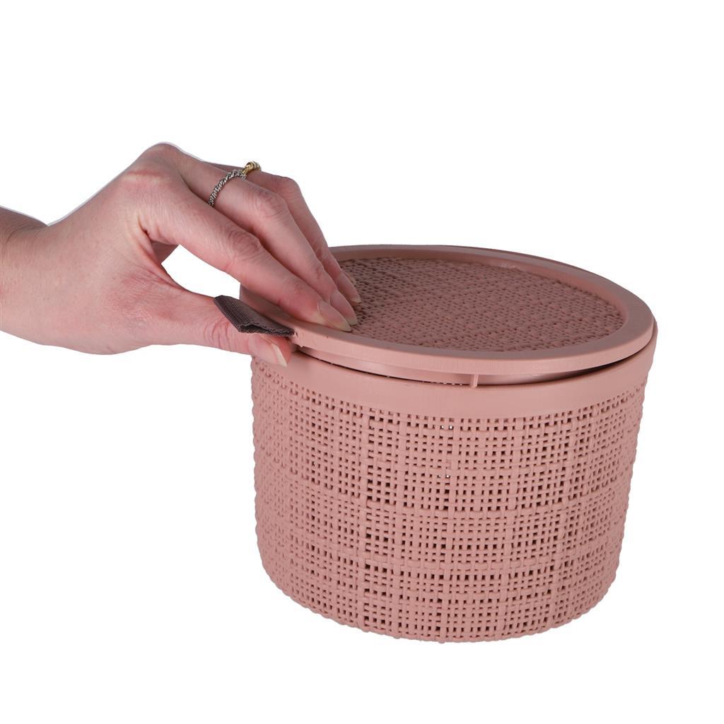 Curver Jute-Look Round Storage Basket 2 L Pink