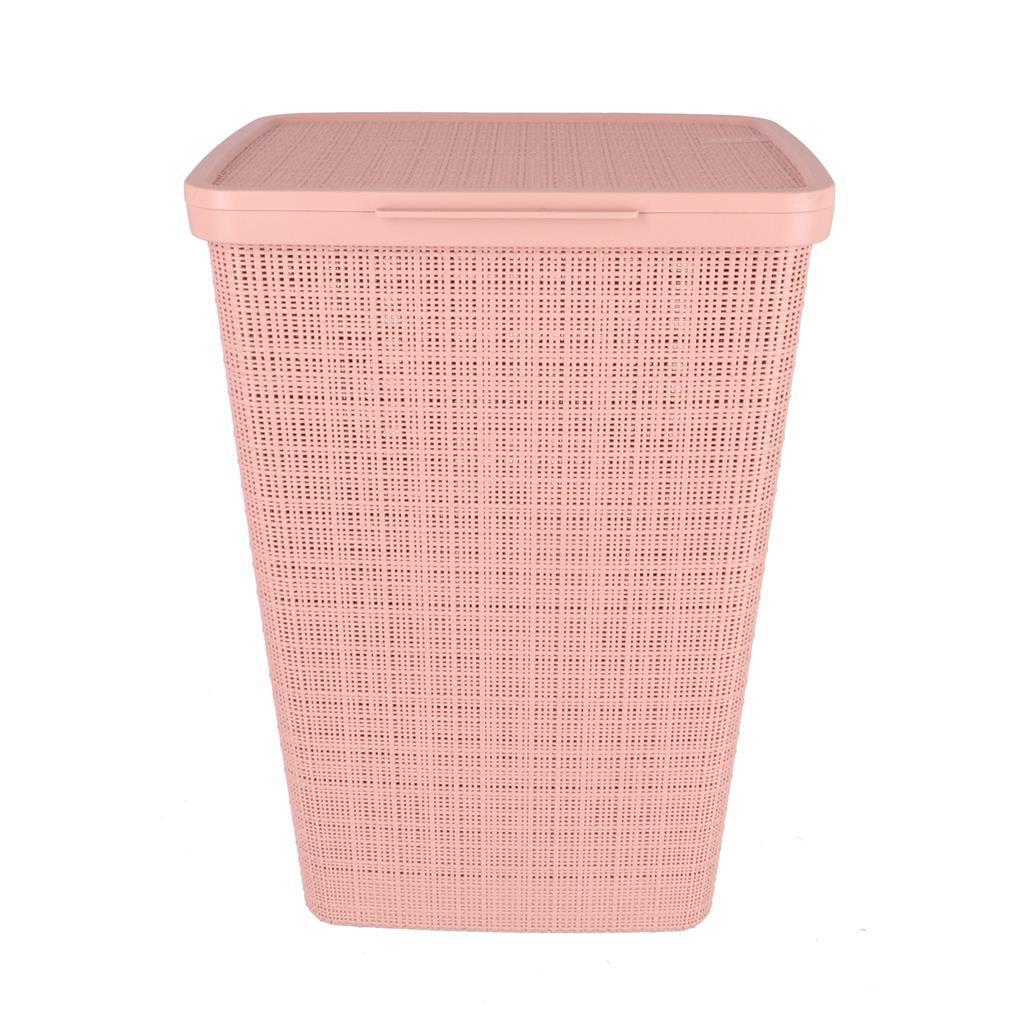 Curver Laundry Basket with Lid Jute-Look 58 L Pink