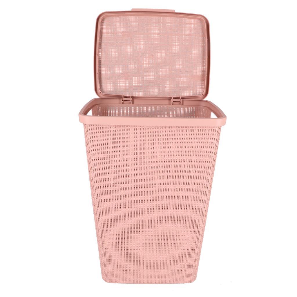 Curver Laundry Basket with Lid Jute-Look 58 L Pink