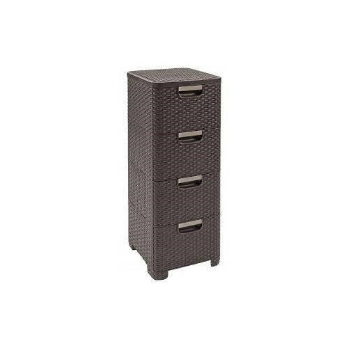 CURVER BOOKCASE WITH 4 DRAWERS 4x14L /DARK BROWN - 3253926605003 - image 1