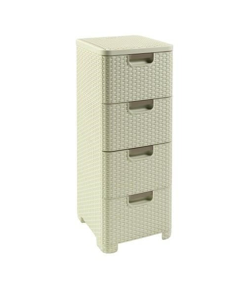 CURVER BOOKCASE WITH 4 DRAWERS 4x14L /CREAM afbeelding 1