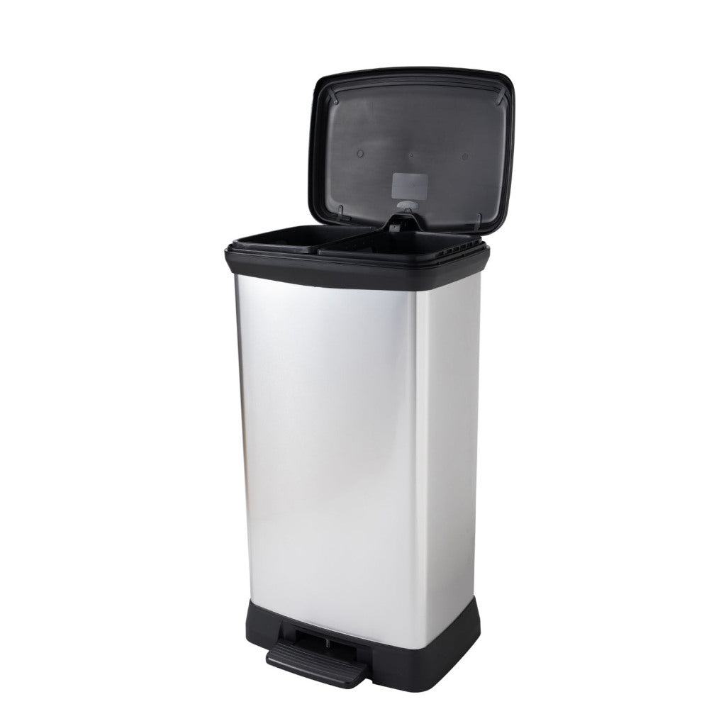 Curver Decobin Duo Pedal Bin 23 L+23 L Silver Metallic 23L+23L