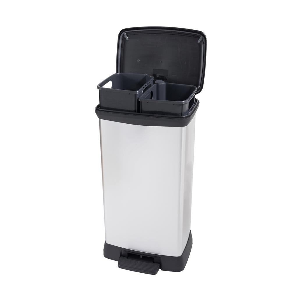 Curver Decobin Duo Pedal Bin 23 L+23 L Silver Metallic 23L+23L