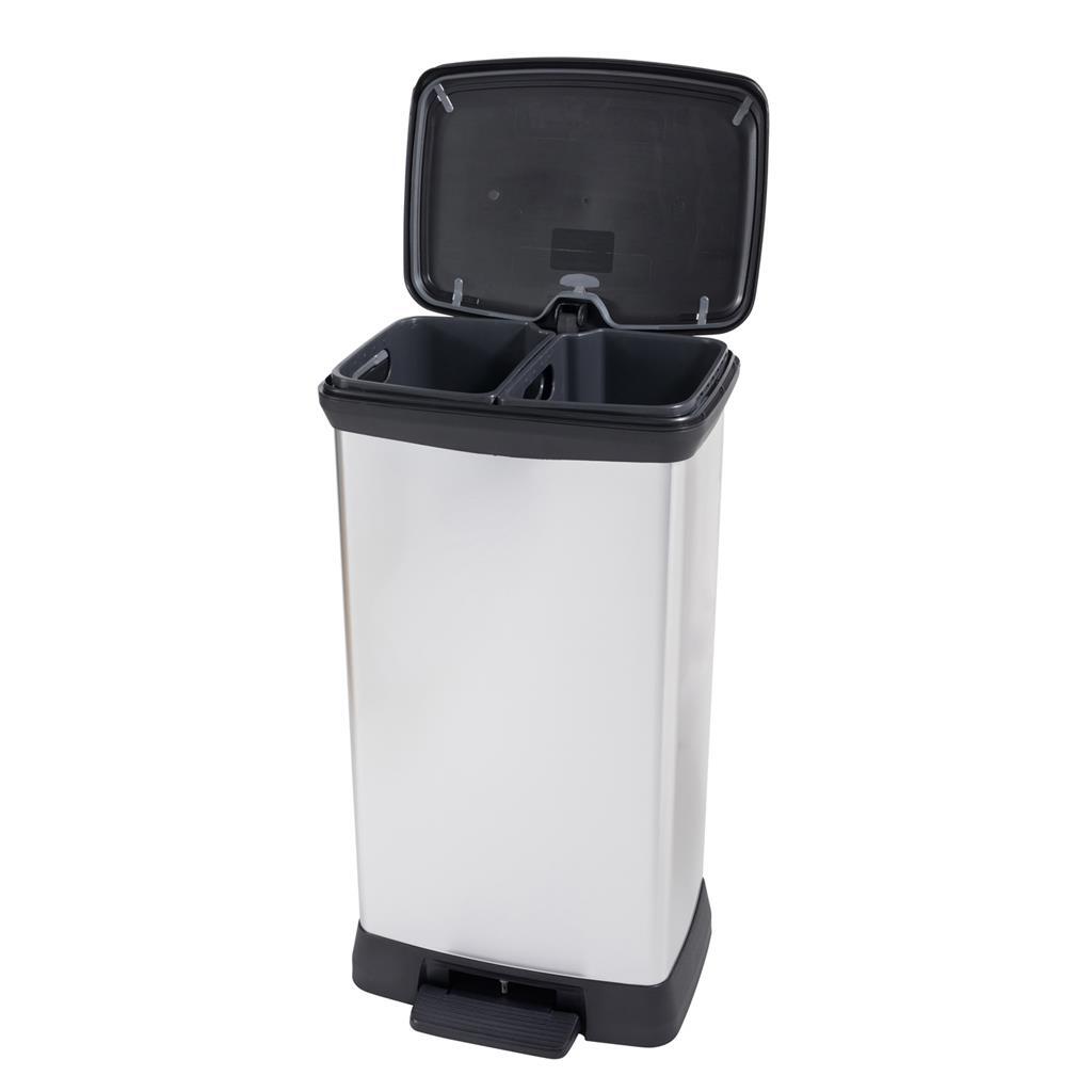 Curver Decobin Duo Pedal Bin 23 L+23 L Silver Metallic 23L+23L