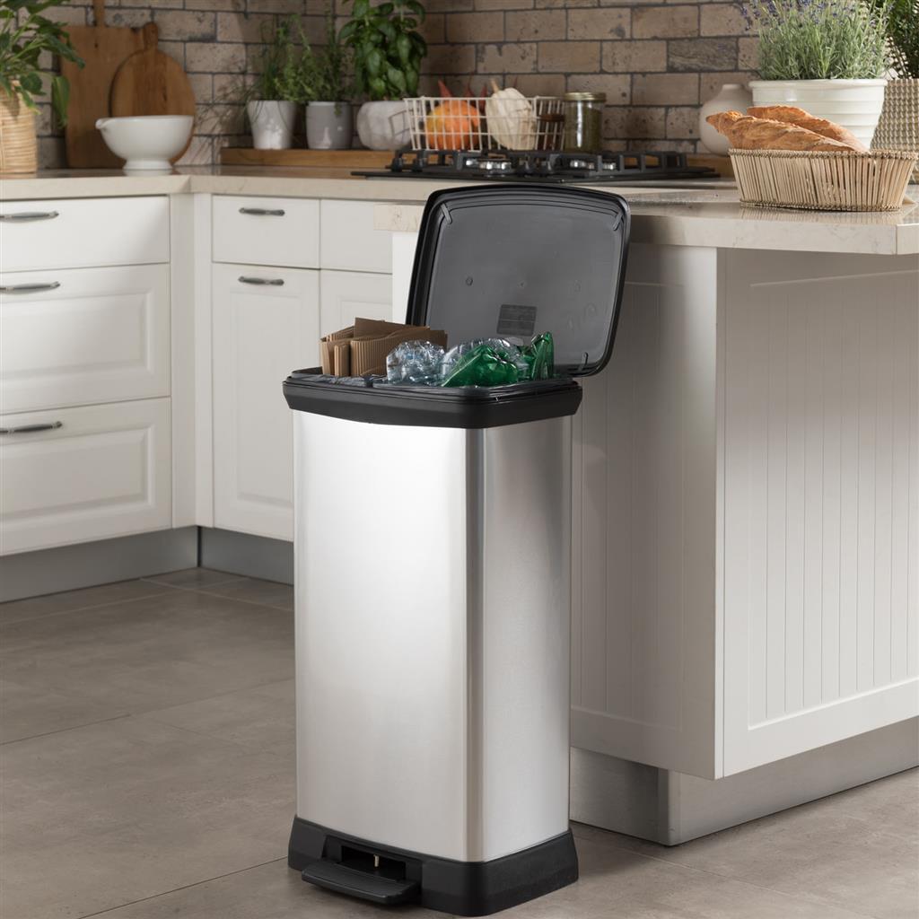 Curver Decobin Duo Pedal Bin 23 L+23 L Silver Metallic 23L+23L