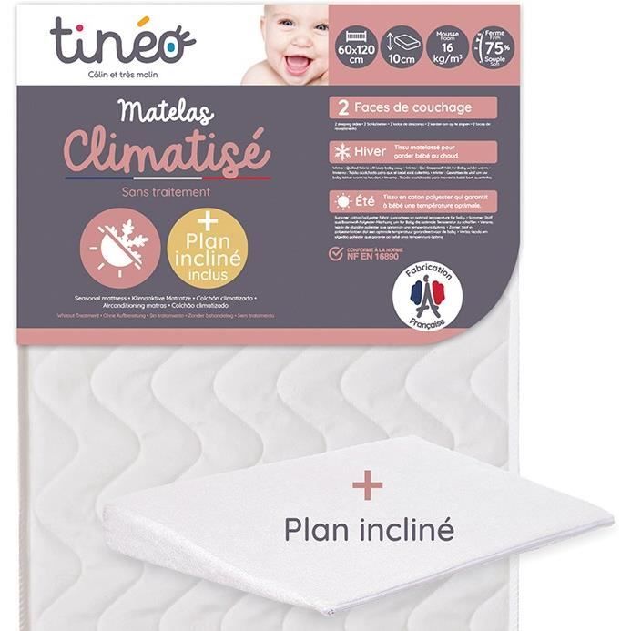 TINEO Air-Conditioned Mattress 60x120 cm - 10 cm Thick - Inclined Wedge
