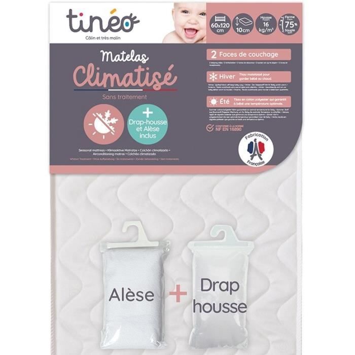TINEO Air-Conditioned Mattress Set 60x120 cm - Includes Fitted Sheet & Protector