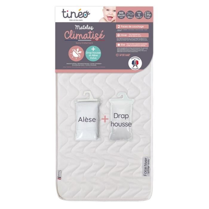 TINEO Air-Conditioned Mattress Set 60x120 cm - Includes Fitted Sheet & Protector