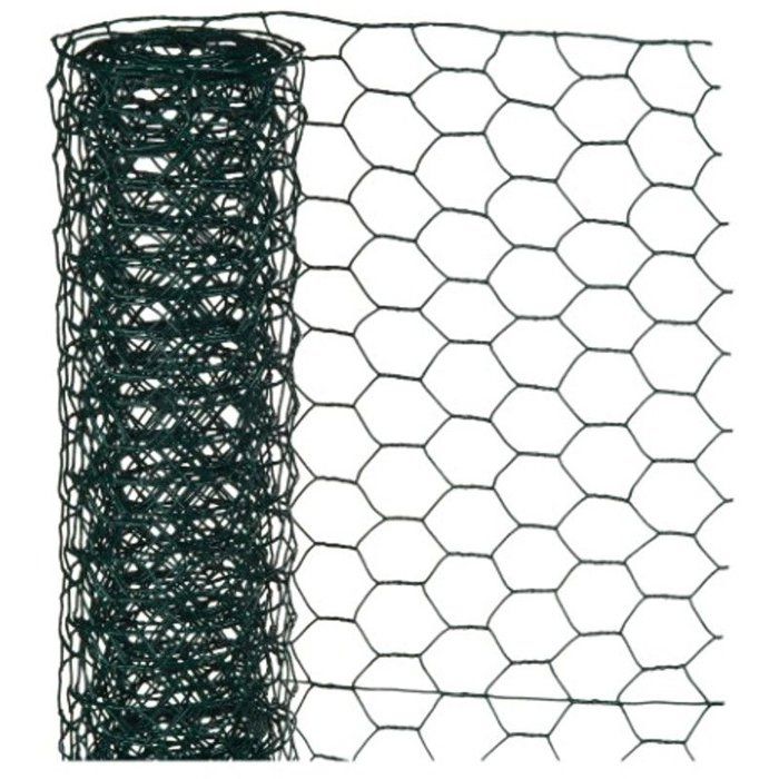 NATURAL Galvanized Hexagonal Wire Mesh - 0.5 x 3 m - 13 mm Thickness - Green